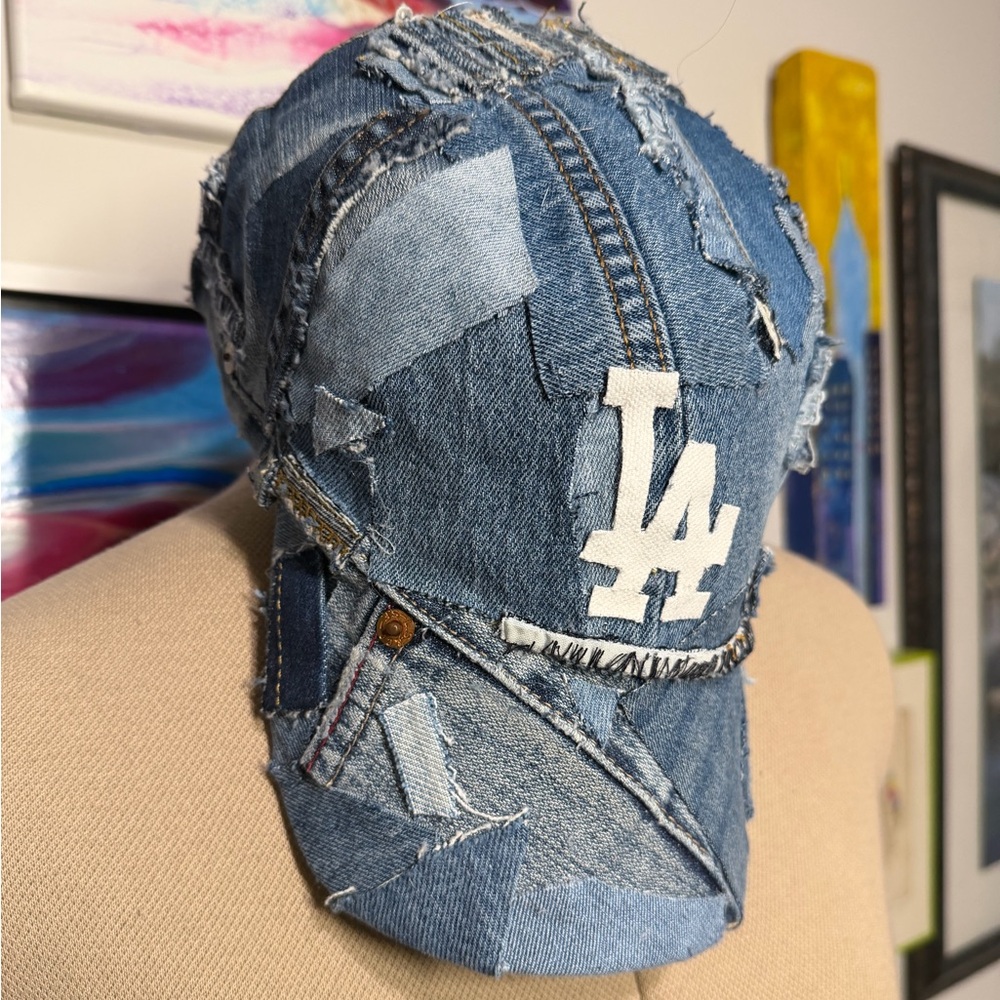 Patchwork Denim Hat/Cap with LA Logo - ONE OF A KIND! Size: XL